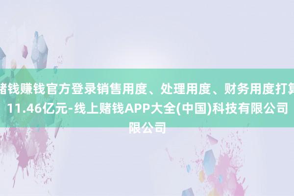 赌钱赚钱官方登录销售用度、处理用度、财务用度打算11.46亿元-线上赌钱APP大全(中国)科技有限公司